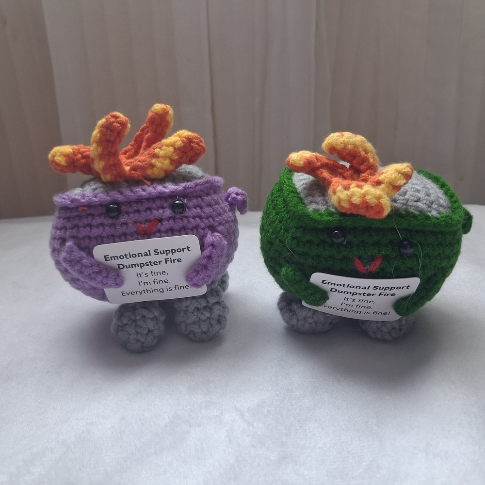 Crochet Dumpster Fire Plushies